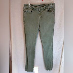 Old Navy Rockstar Super Skinny Jeans Mid Rise Green Denim Stretch Womens 12